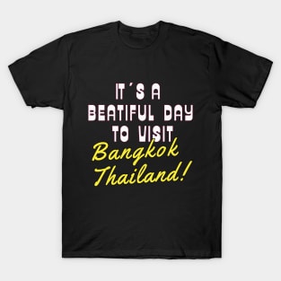 Bangkok Thailand. White text. Gift ideas for the travel enthusiast. T-Shirt